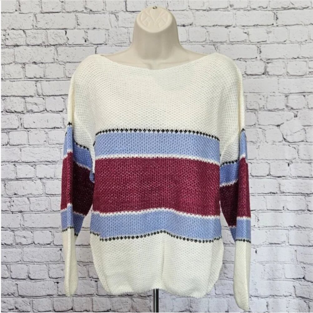 [NWT] COCOIMO Boatneck Colorblock Drop Shoulder Sweater - Picture 2 of 8